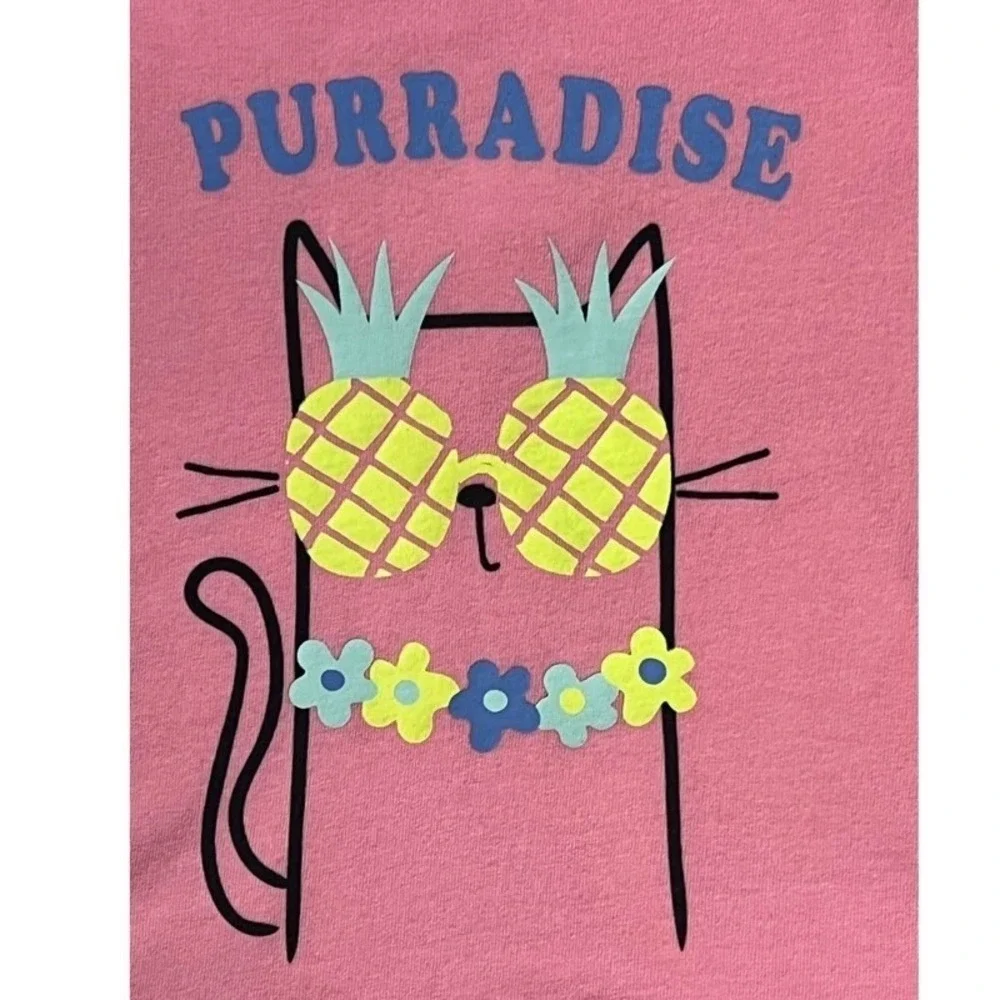 Gap Tank Top‎ 4 Year Pink Cat Pineapple Graphic Sleeveless Toddler Playful NEW